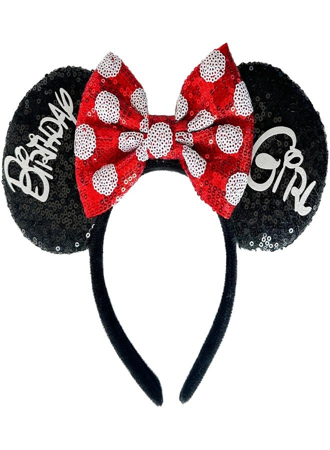 Tarocynn Birthday Mouse Ears Headband, Sequin Bow Headbands for Women Party Favors Cosplay Accessories (Black Birthday) - Image 1